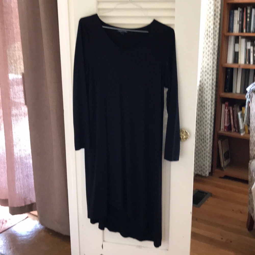Asymmetrical black knit dress